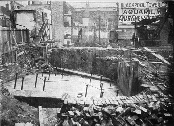 Foundations for the base of Blackpool Tower