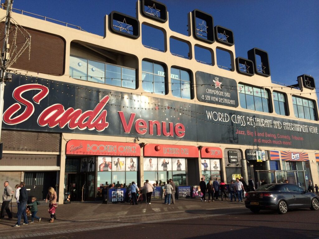Front of the old Sands Venue on Blackpool seafront.