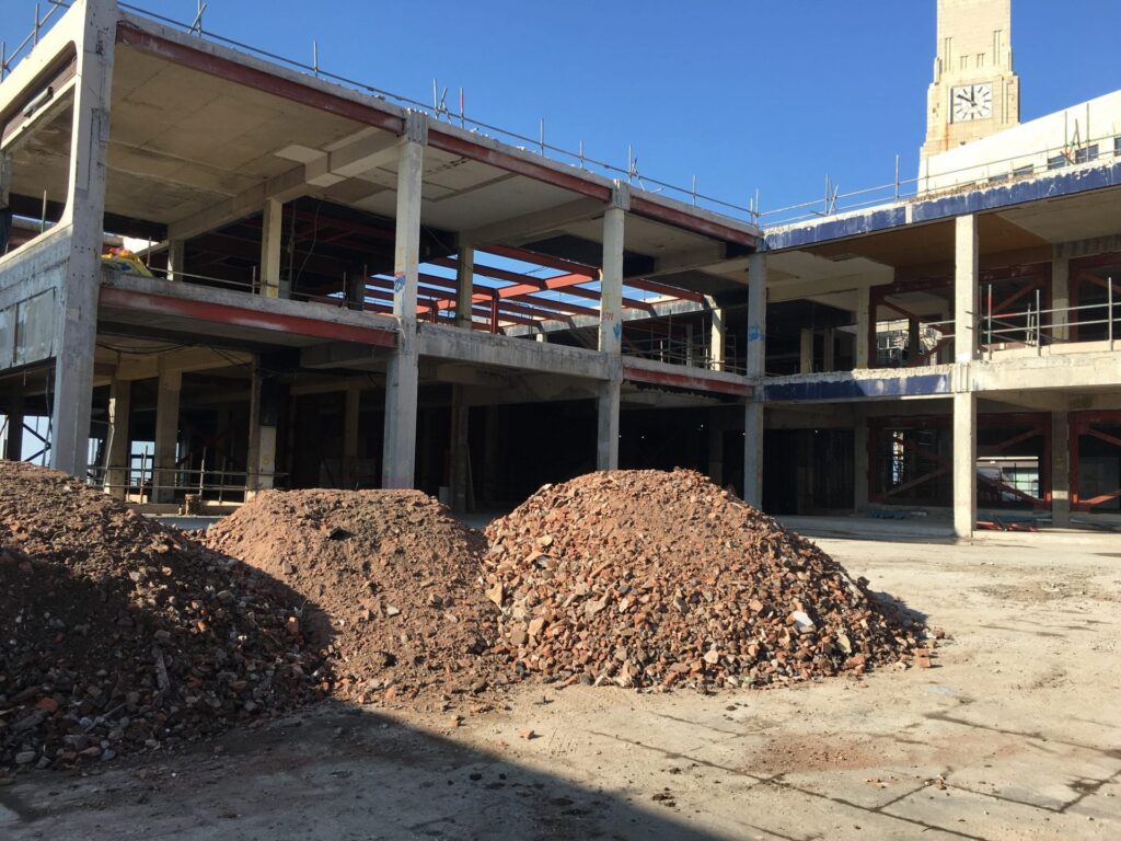 Looking into the construction site in Feb 2019