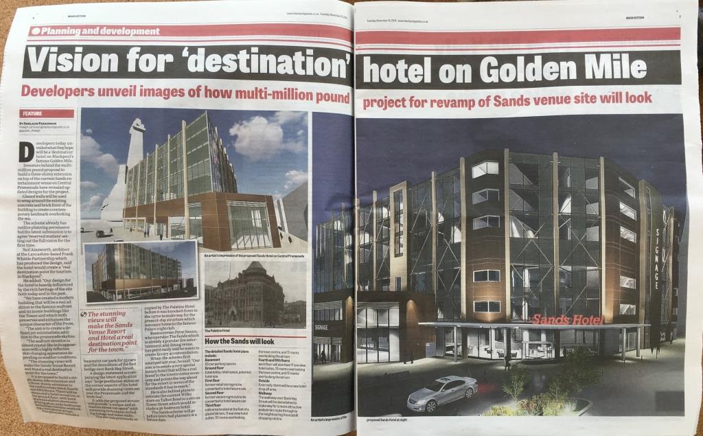 Feature on redevelopment of Sands Hotel in November 2016